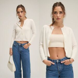 NWT CHAM CASHMERE CARDIGAN - IVORY